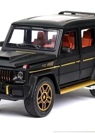 Колекційна інерційна машинка mercedes-benz g63 1:24 зі звуковими ефектами та відкривними дверима чорна mc-10055