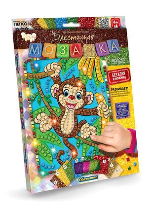 Набір для творчості блискуча мозаїка мавпа самоклейна 20х26 см danko toys mc-6301