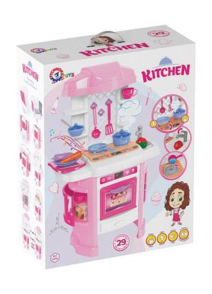 Игрушка детская кухня с эффектом пара и звуковыми эффектами для игры 3 года 81 см розовая технок mc-6083