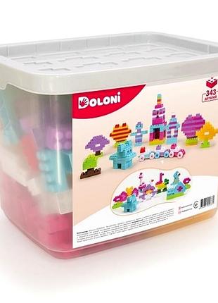 Конструктор блоковий 343 деталі для дітей від 3 років у контейнері doloni toys mc-8769