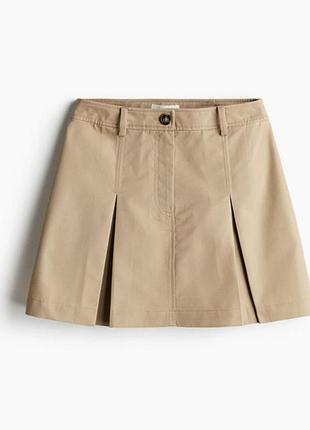 Юбка со складками песочного цвета h&amp;m размер с-м