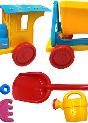Потяг-конструктор із набором для пісочниці 1 шт блакитний doloni toys mc-8139