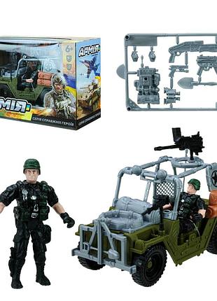 Набор солдатика с военным джипом и оружием для игр унисекс mc-7854