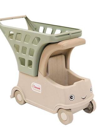 Тележка каталка с корзиной для кукол и пупсов 67.5х55х25.5 см eco зеленая doloni toys mc-8141