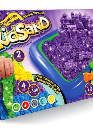 Кинетический песок 1600 г с формочками и песочницей для творчества danko toys mc-5669