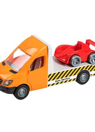 Эвакуатор игрушечный mercedes-benz sprinter 1:24 для мальчиков 28х13х11 см оранжевый tigres mc-6447