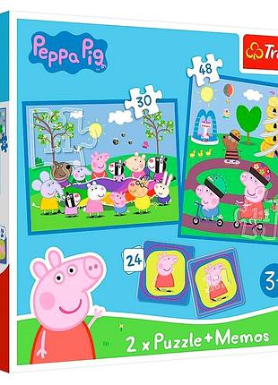 Пазлы 2 в 1 78 элементов для детей от 3 лет игра мемо мультфильм веселый поросенок trefl mc-8530