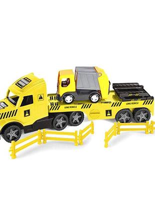 Игрушка грузовик с мусоровозом светящиеся фары для детей 28х79х19 см желтый mc-6496