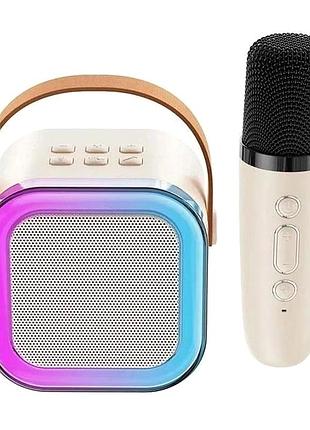 Музыкальный набор караоке с беспроводным микрофоном и rgb-подсветкой 2 шт бежевый mc-8126