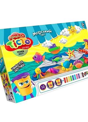 Тесто для лепки набор 10 брикетов 2 баночки 4 формочки для творчества danko toys mc-7887