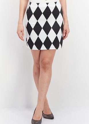 Мини-юбка twisted wunder bodycon в ромб принт черный-белый 8ru76/2xs 116806153
