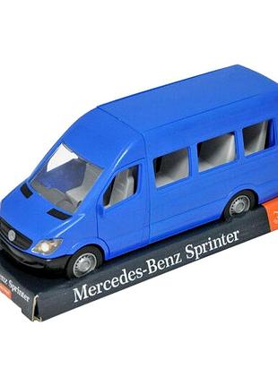 Іграшковий автобус mercedes-benz sprinter 1:24 для дітей від 3 років з рухомими елементами синій tigres mc-6457