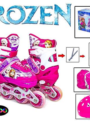 Набір роликів із захистом 35-38 для дівчаток із підсвіткою combo disney frozen mc-7009