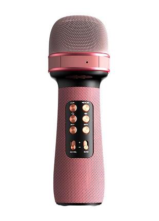Караоке-микрофон bluetooth с изменителем голоса для дома 20х5х5 см розовый mc-6857
