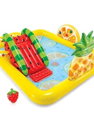 Ігровий центр-басейн 244x191x91 см пвх для дітей 3 людини фрукти intex mc-5401