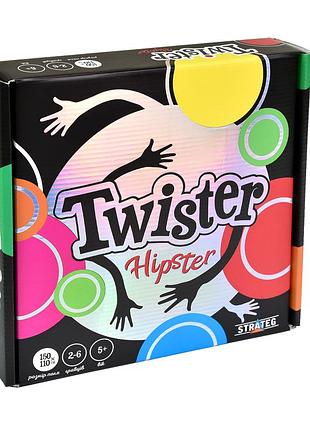 Гра twister-hipster розважальна для компанії з рулеткою 25х25 см картон strateg mc-8064