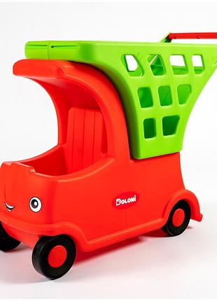 Тележка для кукол с корзиной для игр и прогулок красная doloni mc-7217
