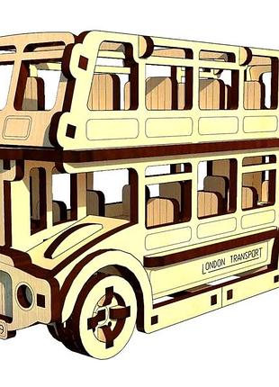 3d пазлы деревянный конструктор двухэтажный автобус 121 дет для коллекционеров mc-7888
