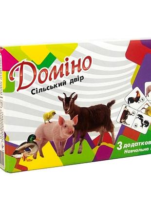 Настільна гра доміно сільський двір для дітей 3 роки 28 карток дерево стратег mc-5228