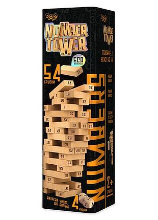 Настольная игра number tower деревянная для компании 54 блока 4 кубика mc-8308