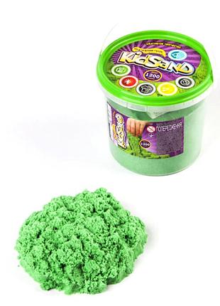 Кінетичний пісок 1200 г для творчості відерце зелене danko toys mc-7407
