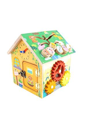 Деревянная игрушка игровой центр для развития моторики 8 активностей 18х18х20 см mc-9035