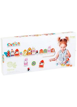 Деревянная игрушка шнуровка 12 деталей для детей cubika mc-5138