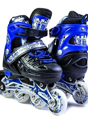 Дитячі роликові ковзани розсувні 39-42 з гальмом 64 мм pu чорно-сині scale sports mc-5725