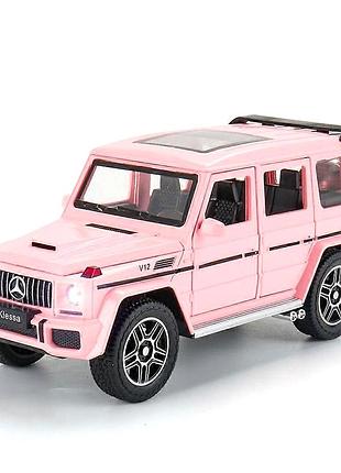 Колекційна інерційна машинка mercedes-benz g63 1:24 зі звуковими ефектами та світлом рожева mc-10053