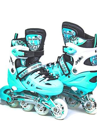 Роликовые коньки 39-42 с регулировкой для активного отдыха мятный scale sports mc-7007
