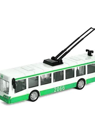Игрушечный троллейбус металлический инерционный 1:70 17 см зеленый mc-9906