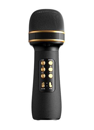 Мікрофон караоке bluetooth зі замінником голосу для дому 20х5х5 см чорний mc-6859