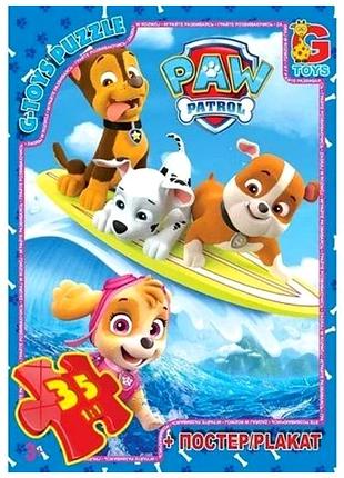 Пазлы 35 элементов для детей от 3 лет картон paw patrol g-toys mc-9161