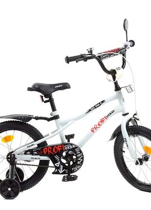 Велосипед двоколісний 14 дюймів для дітей 3-5 років із допоміжними колесами матовий білий profi mc-6563