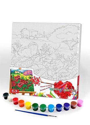 Картина розпис на полотні пейзаж 31х31 см для дітей 12 кольорів danko toys mc-5299