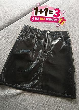Глянцевая юбка из искусственной кожи на девочку