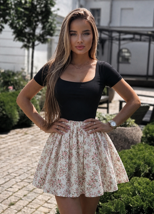 Літня сукня 🌸 тканина в рубчик 🌸 emery rose 👗 літня сукня комбінована ✨ квітковий принт s-m
