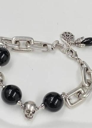Браслет alexander mcqueen skull chain silver люкс якість