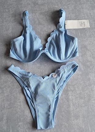 Роздільний жіночий купальник, блакитний, 70f (32ddd/f) / 75e (34dd/e), плавки s, m
