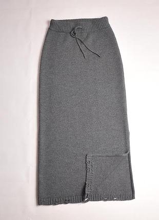 Длинная шерстяная вязаная юбка из шерсти мериноса vival studio knitted merino wool skirt - s
