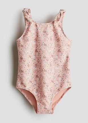 Суцільний купальник h&m зі світло-рожевим квітковим принтом
