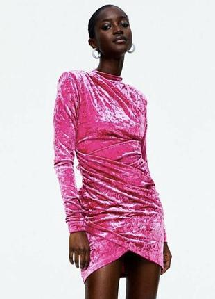 Сукня h&m pink velvet draped mini dress