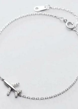 Красивый женский набор из серебра браслет с самолетом серебряные серьги серебряная цепочка5 фото