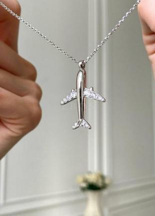 Красивый женский набор из серебра браслет с самолетом серебряные серьги серебряная цепочка6 фото