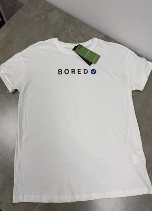 Женская белая хлопковая футболка с принтом bored reserved