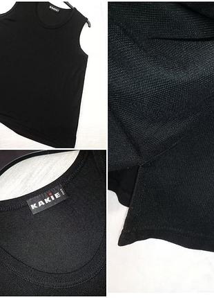 Базовая женская стрейч майка р. 52-58 kakie paris (франзия), батал plus size, черная