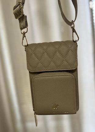 Сумка-кроссбоді beverly hills polo club із стьобаним клапаном та золотистим логотипом
