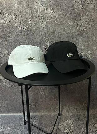 Чоловіча кепка lacoste нейлон / нейлонова бейсболка лакост чорна біла old money