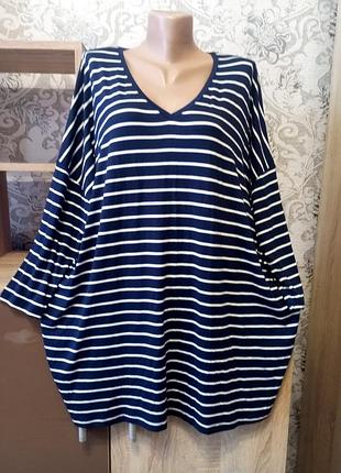 Новий жіночий лонгслів / лонгслів-оверсайз у смужку joules (uk 20 / eu 48 / 3xl-4xl)