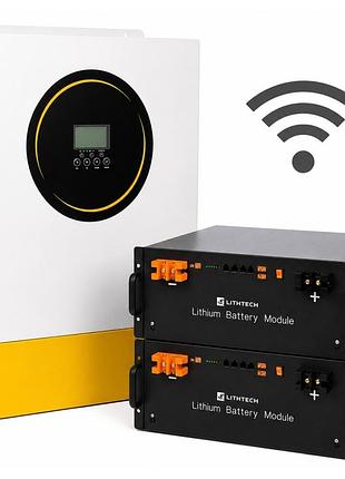 11 квт lifepo4 комплект резервного живлення: гібридний інвертор anenji wifi + 2 акумулятора 51.2v 100ah lithte